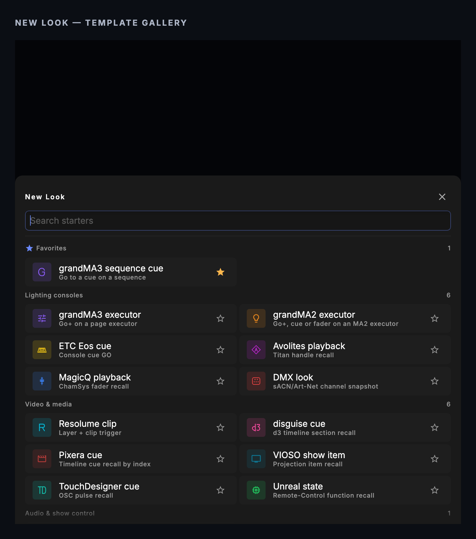 The New Look gallery, with the VIOSO show item starter under Video & media