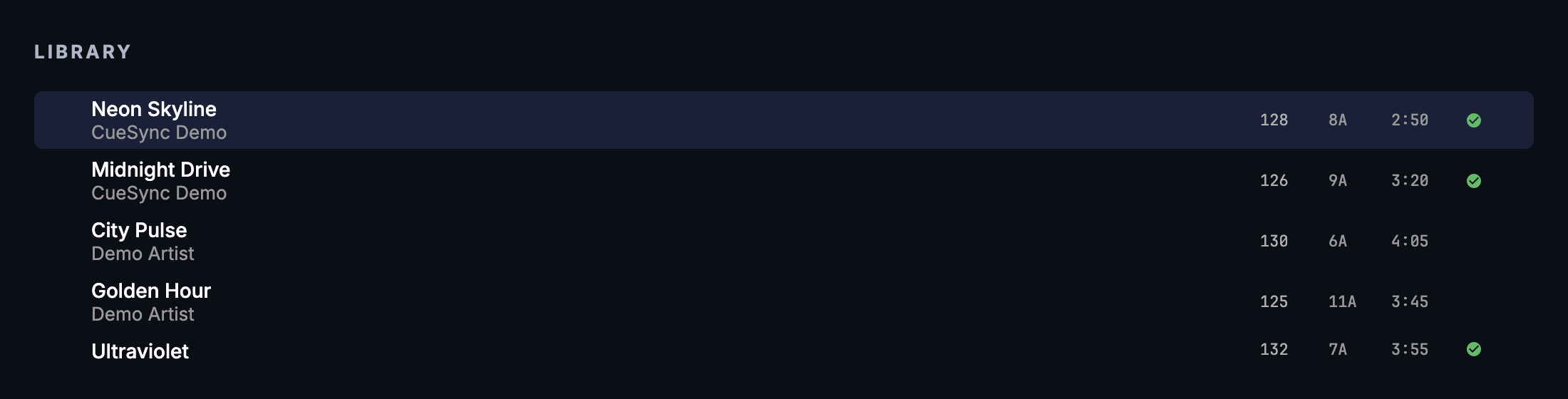 Library tab